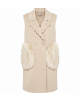 Beige vest with 2 fur pockets