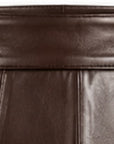 Jupe évasée découpe bas choco faux cuir /réassort semaine du 19 octobre