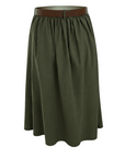 High-waisted long khaki cotton skirt