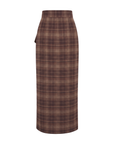 Jupe portefeuille tartan coffee