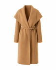 Manteau col châle camel