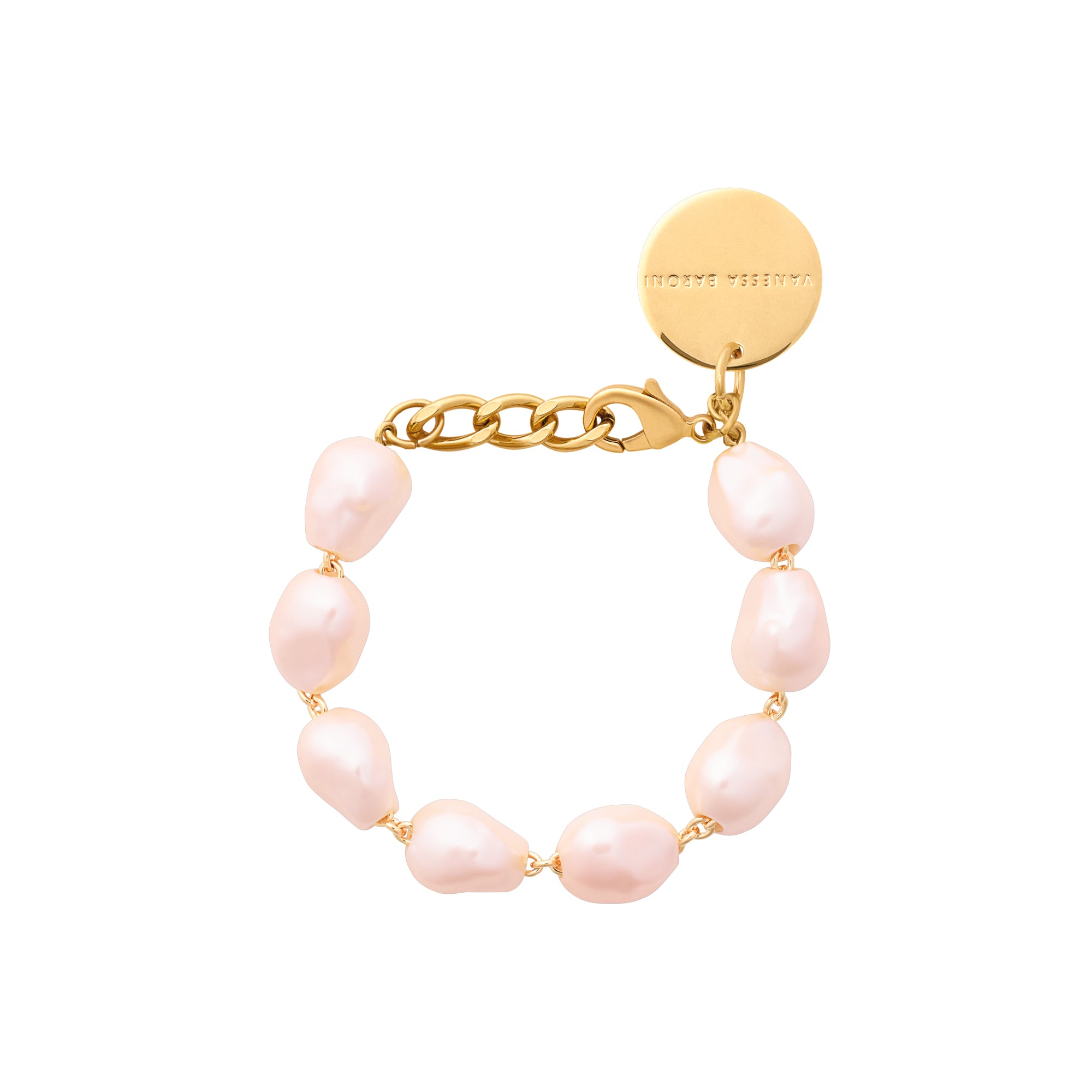 Bio-Perlenarmband mit goldenen Apricot-Perlen Vanessa Baroni