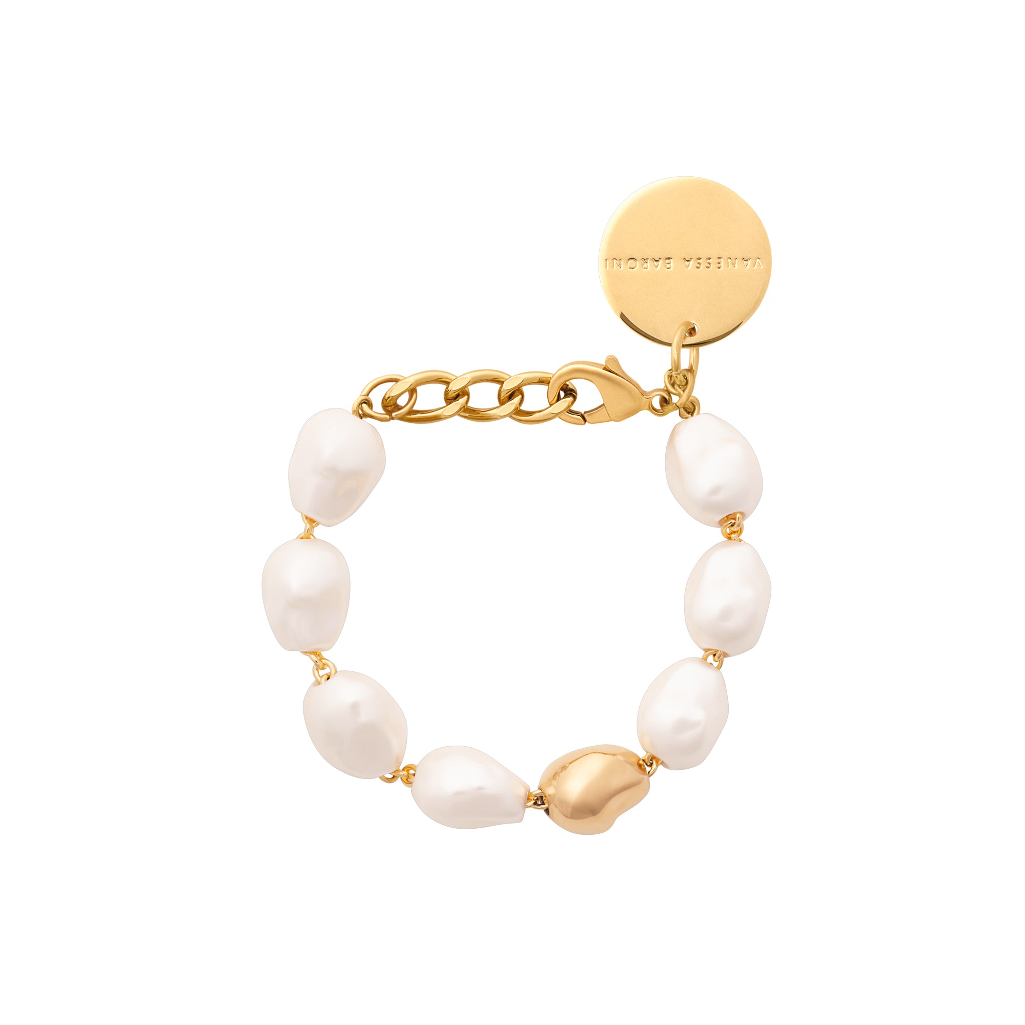 Bio-Perlenarmband mit goldener Perle von Vanessa Baroni