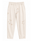 Pantalon super stretch écru fleur