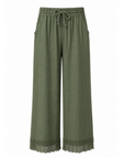 Durchbrochene Leinenhose khaki