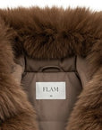 Parka col fourrure mi-longue camel