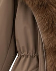 Parka col fourrure mi-longue camel