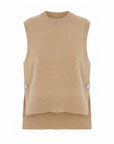 Pull poncho col rond beige