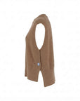 Pull poncho col rond marron