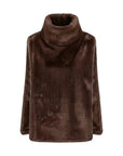Poncho mocca fausse fourrure col montant
