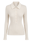 INTERDEE pull chaussette col chemise écru