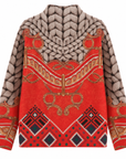 Pull beige/orange imprimé orné de strass