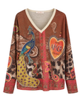 Pull fin lurex col V choco MAS AMOR POR FAVOR