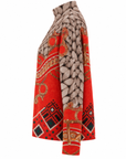 Pull beige/orange imprimé orné de strass