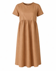 Robe midi ballon camel