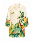 Robe chemise courte feuillages