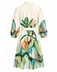 Robe chemise courte feuillages
