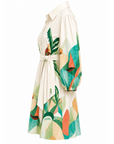 Robe chemise courte feuillages