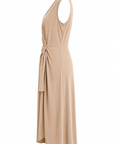 Robe drapée noeud beige