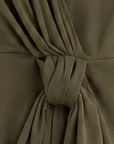 Robe drapée noeud kaki