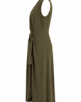 Robe drapée noeud kaki