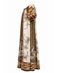 Robe longue palme écru