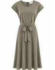 Robe noeud kaki coton glacé