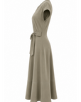 Robe noeud kaki coton glacé