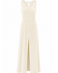 Robe longue fendue écru
