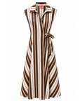 Robe longue rayures écru mokka