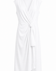 Robe drapée noeud blanc coton glacé