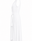 Robe drapée noeud blanc coton glacé