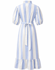 Maxi-Kleid Gestreift Himmelblau Weiss
