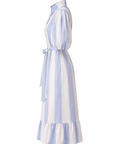 Maxi-Kleid Gestreift Himmelblau Weiss