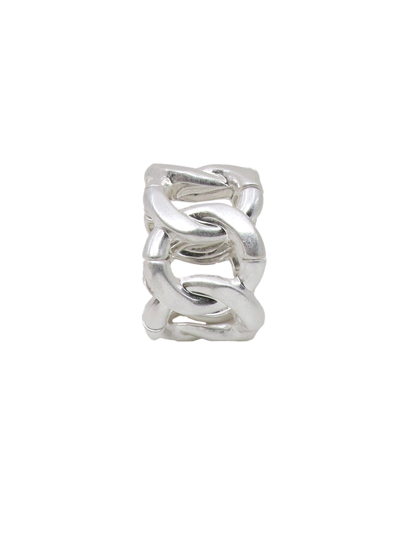 Silbernes, verflochtenes, elastisches Manschettenarmband