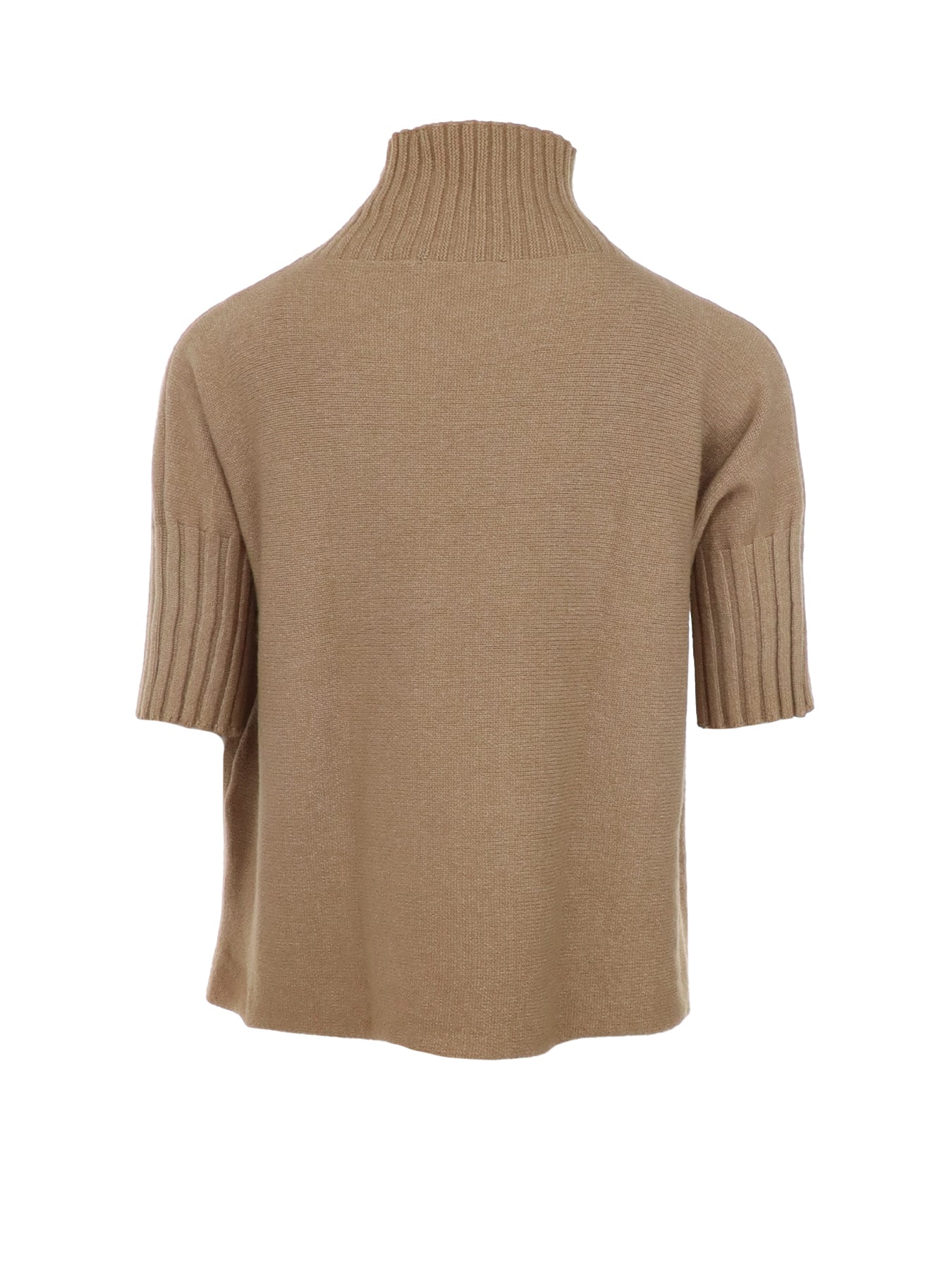 Kamelfarbener Pullover mit hohem Kragen von Antonello Serio