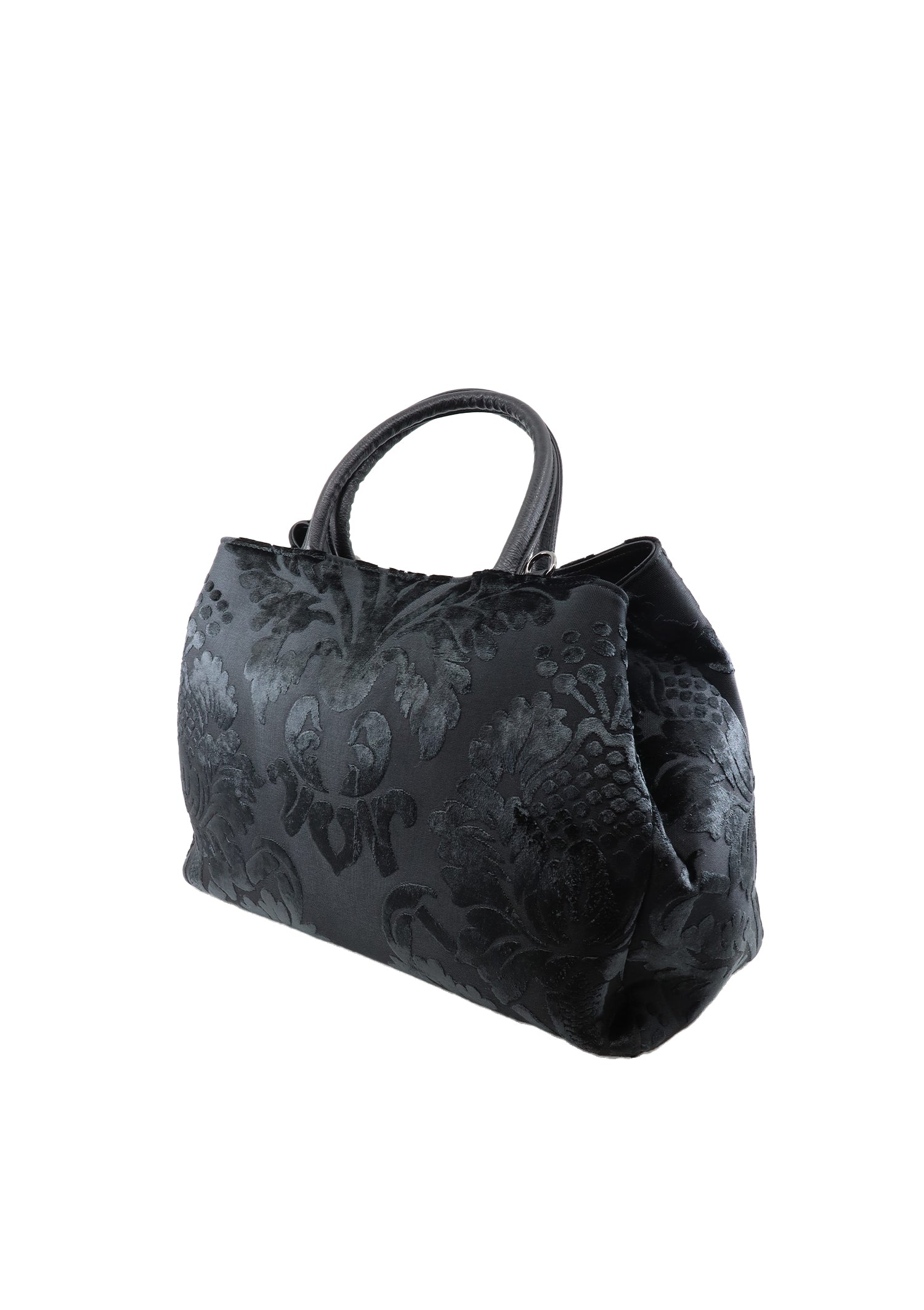 Sac à main noir imprimé velours