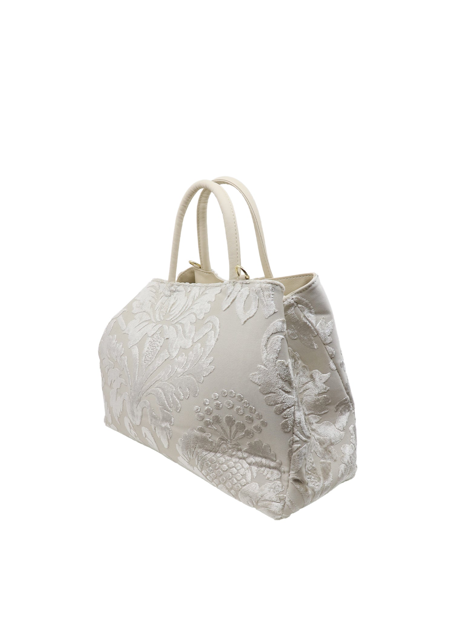 Sac à main écru imprimé velours