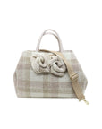 Ecru-beige karierte Handtasche