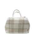Ecru-beige karierte Handtasche