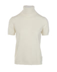 Antonello Serio Rollkragenpullover mit kurzen Ärmeln in Ecru