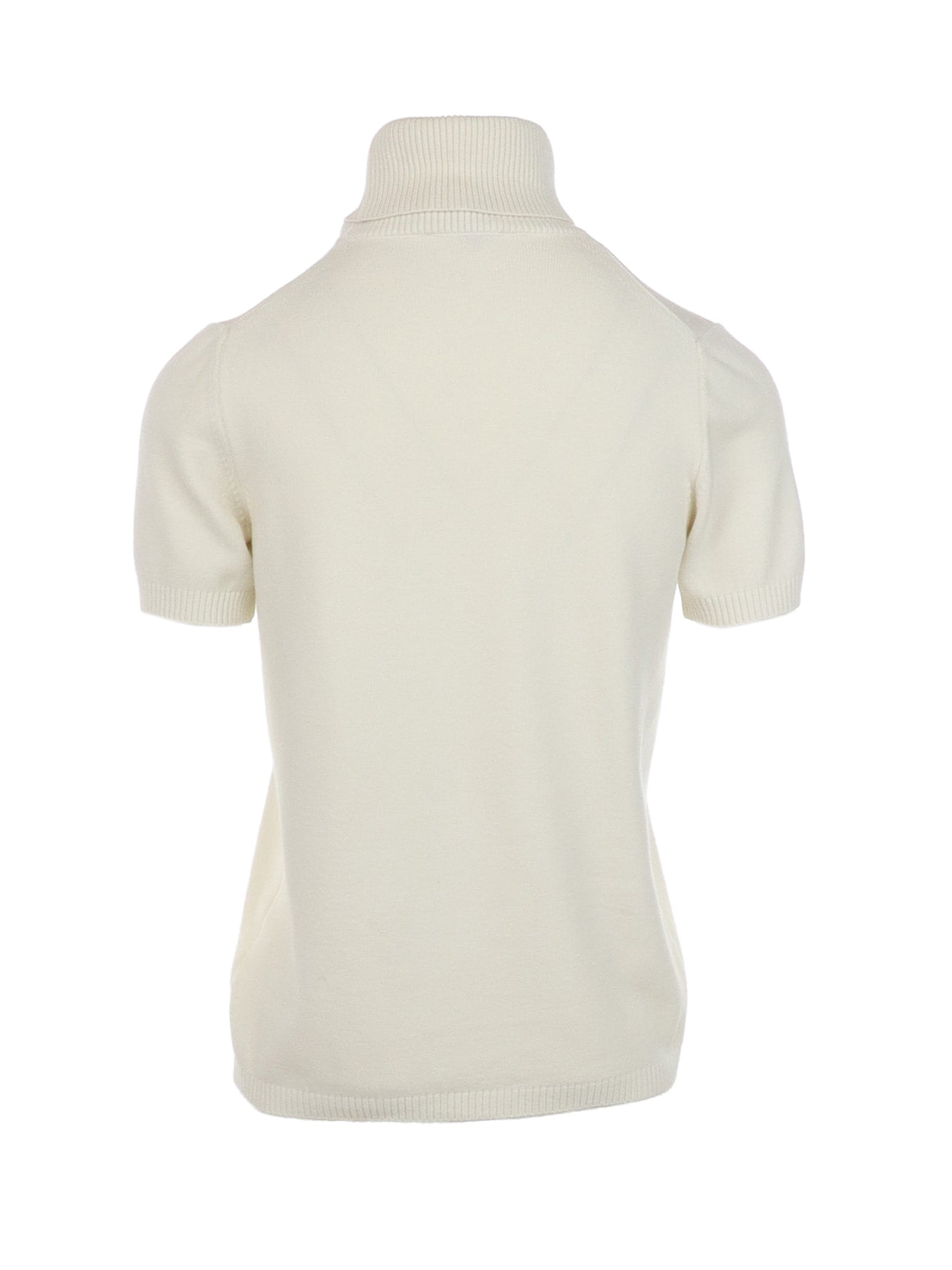Antonello Serio Rollkragenpullover mit kurzen Ärmeln in Ecru
