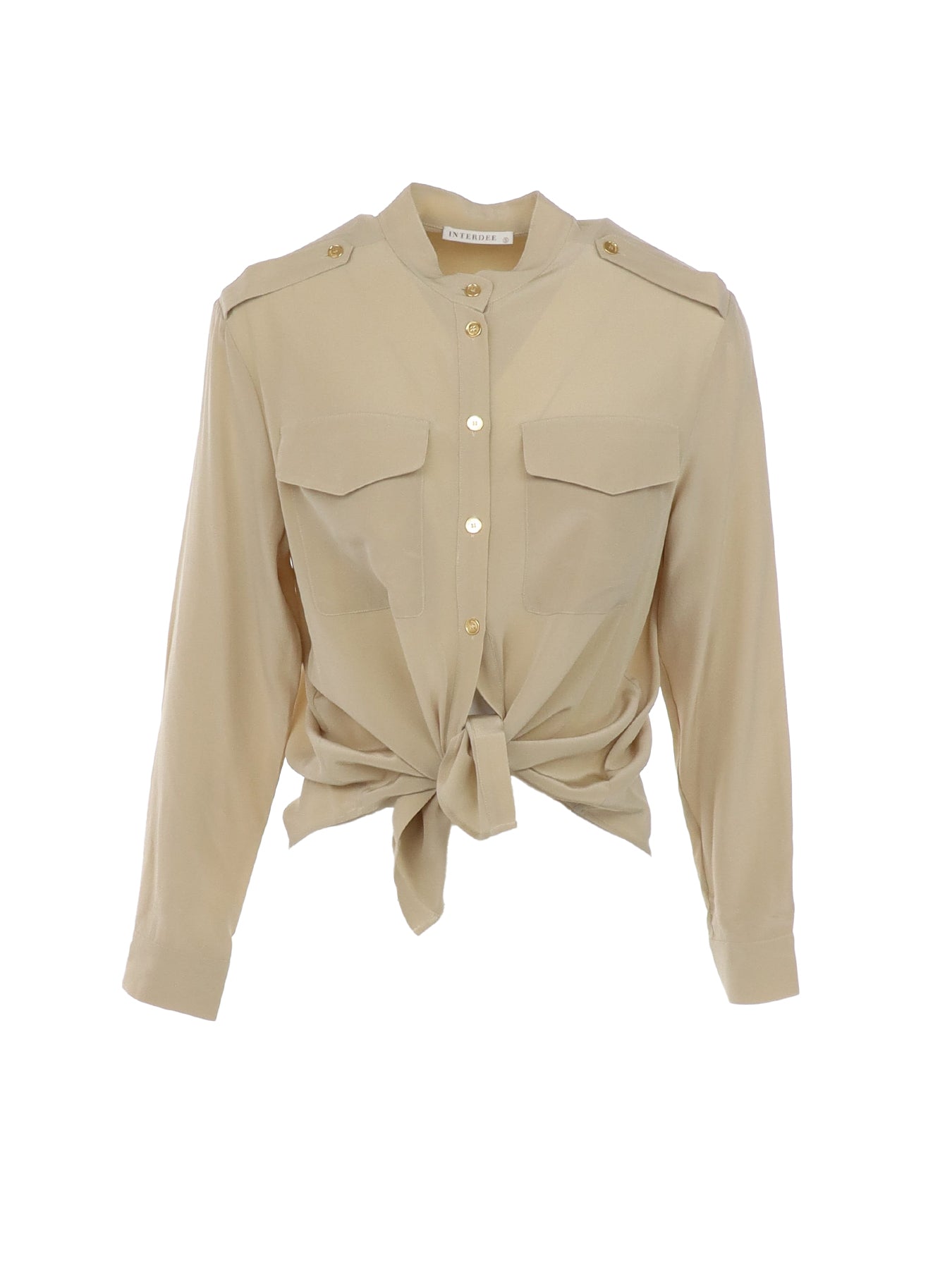 Interdee – Klassische Bluse mit Stehkragen in Beige