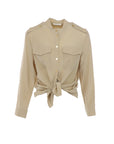 Interdee – Klassische Bluse mit Stehkragen in Beige