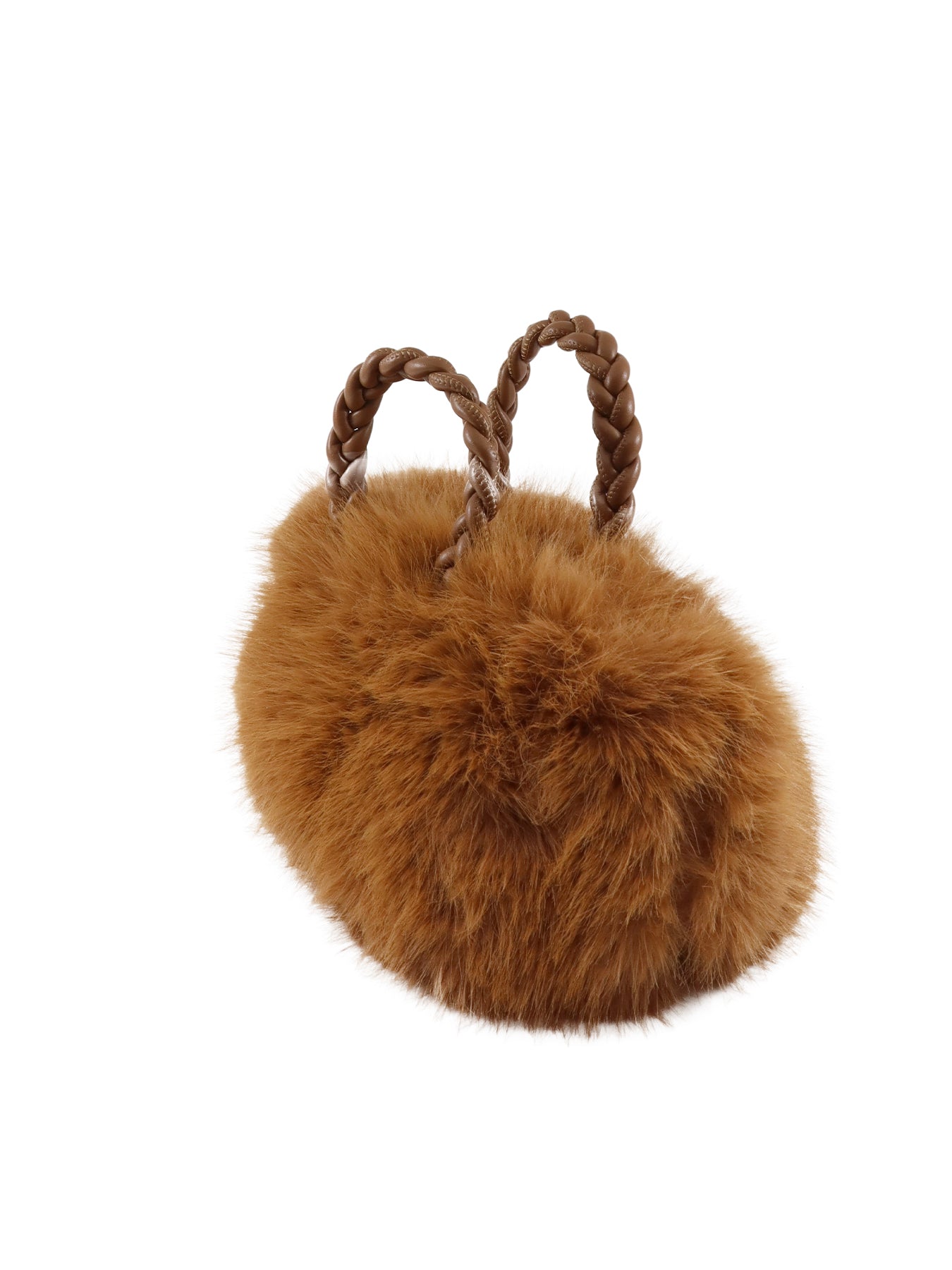 Kamelfarbene Handtasche aus Kunstpelz