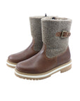 Bottines bi matière marron en cuir/feutrine La Thuile 946
