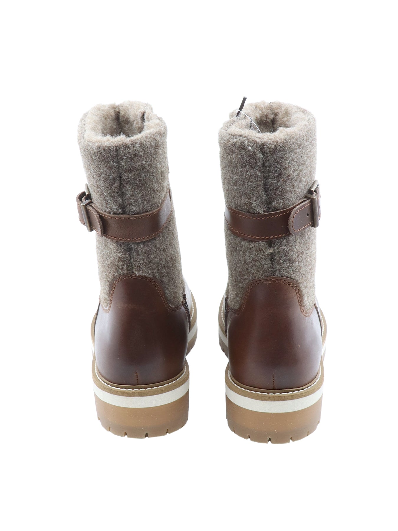 Bottines bi matière marron en cuir/feutrine La Thuile 946