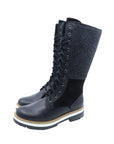 Bottes courtes bi matière en cuir/feutrine anthracite/noir La Thuile 1042