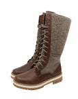 Bottes courtes bi matière en cuir/feutrine marron/cognac La Thuile 1042