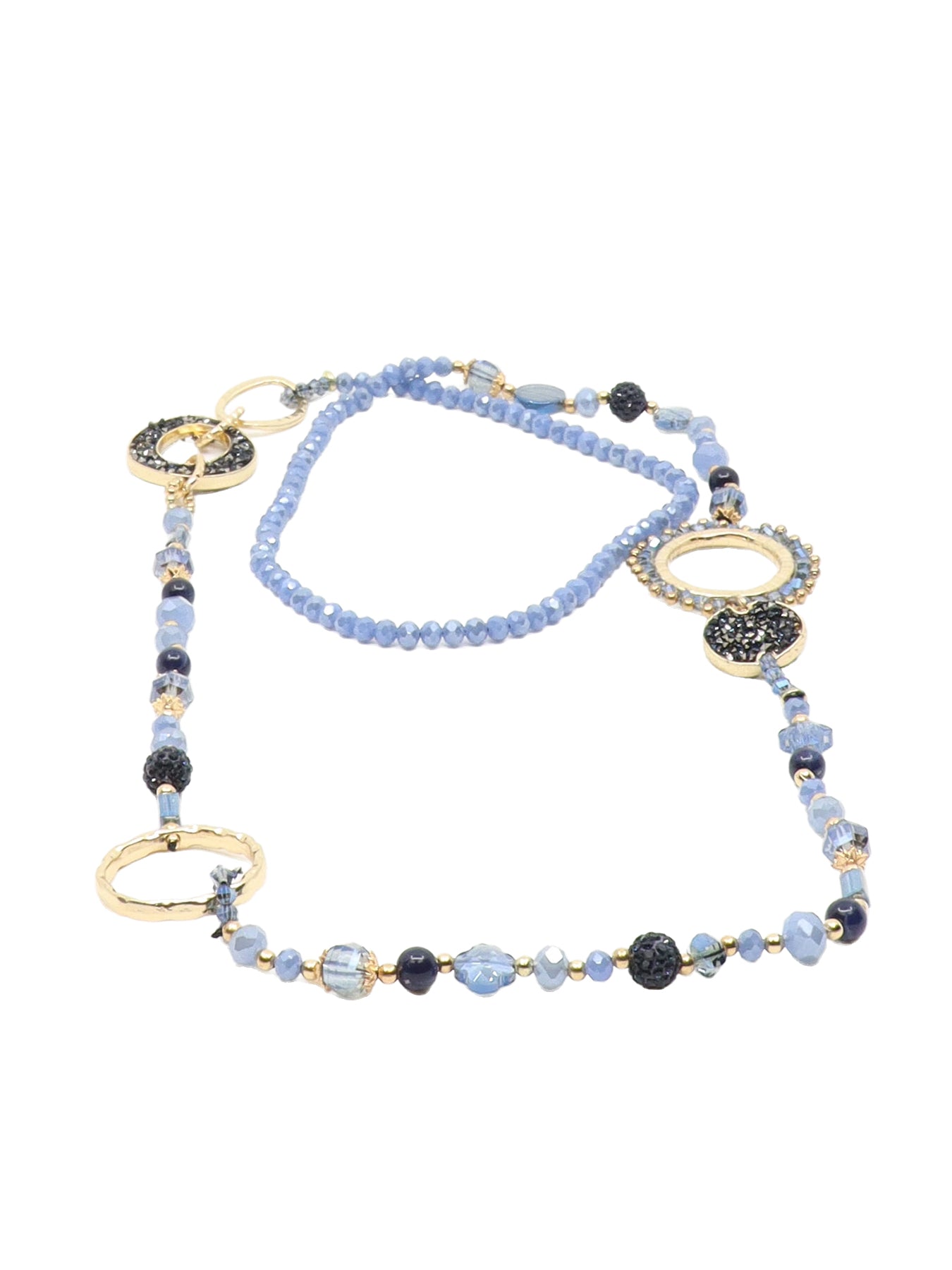 Lange, marineblaue, ausgefallene Halskette